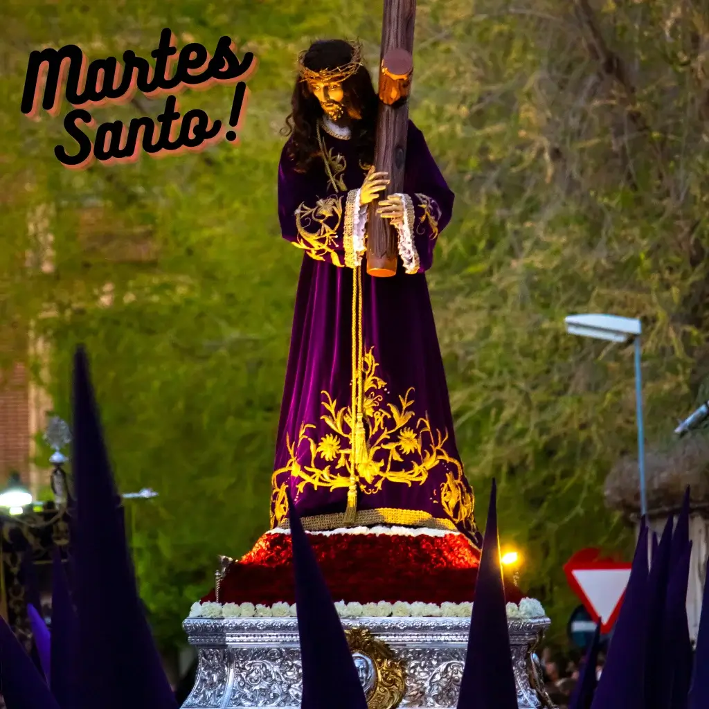 people wearing uniforms and worshipping jesus on Holy Tuesday (Martes Santo) at Semana Santa 2024